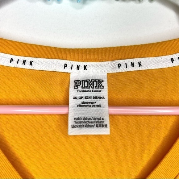 Victoria’s Secret Pink Yellow V-Neck Short Sleeve T-Shirt Sleepwear Extra Small - Picture 5 of 11